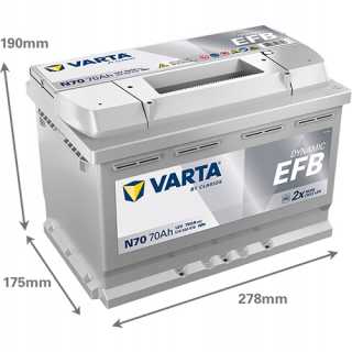 VARTA 70Ah 760A Dynamic EFB N70 12V Akumulator AUDI SEAT VW 2.0TDI 1.6TDI