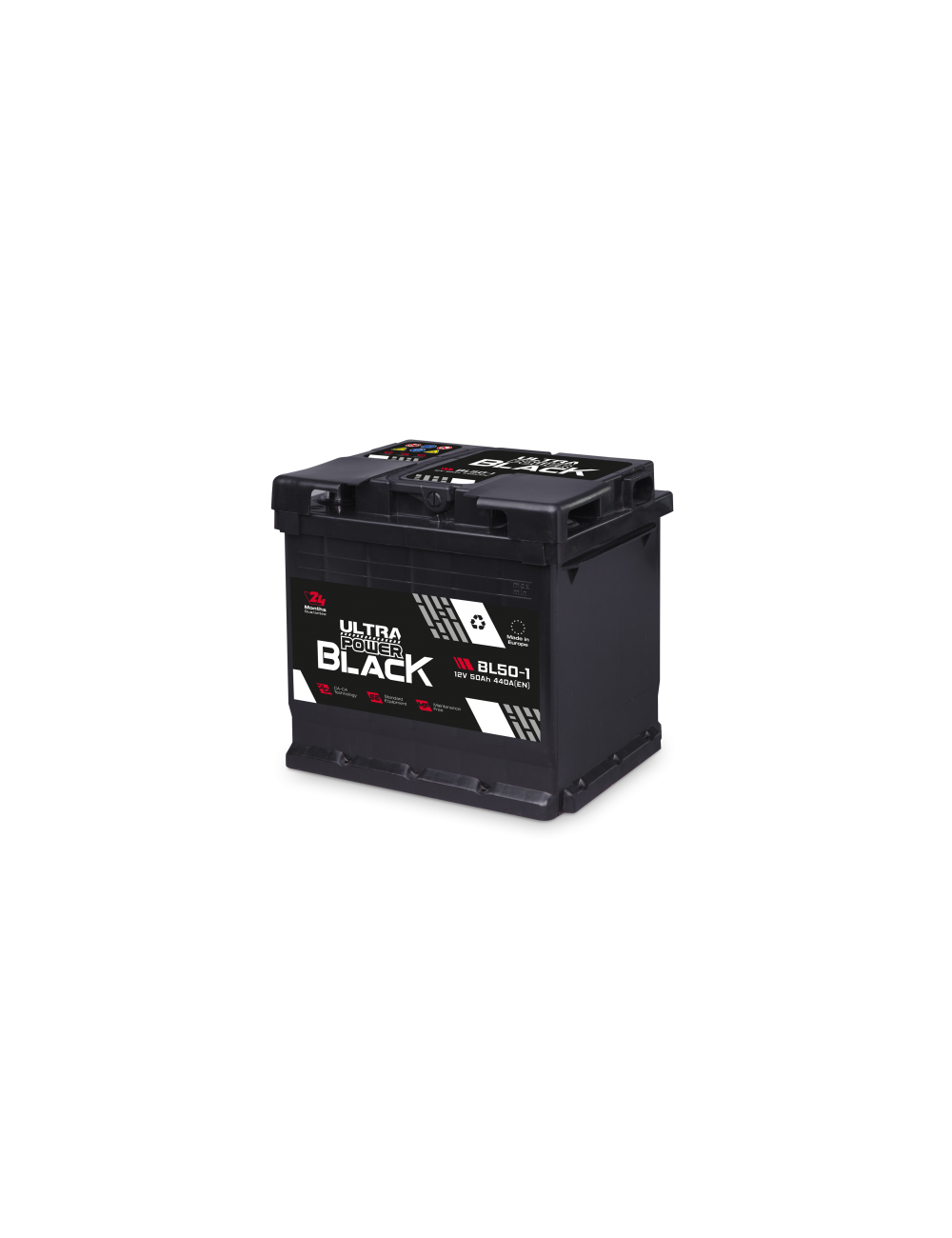 Ultra Power Black 50Ah 440A P+ 12V Akumulator BL-50-1