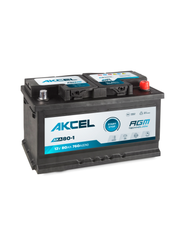 Akcel AGM 80Ah 760A P+ 12V Akumulator AKA-80-1
