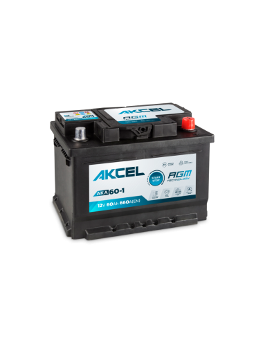 Akcel AGM 60Ah 660A P+ 12V Akumulator AKA-60-1