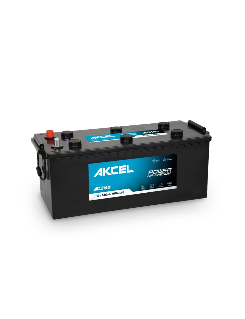 Akcel ciężarowe 140Ah 760A ETN 3 12V Akumulator AK-140