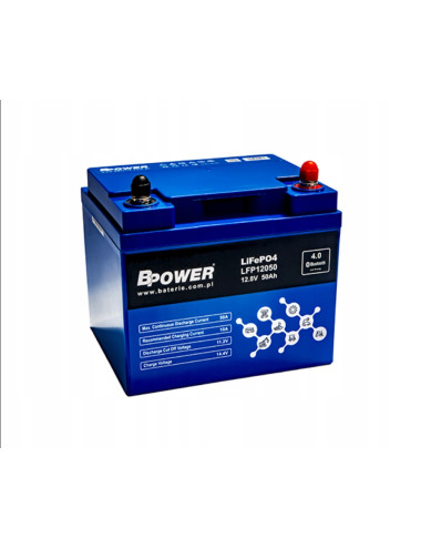 BPOWER LiFePO4 50Ah 640Wh akumulator litowy 4000 cykli waga 5,5kg Bluetooth