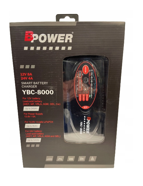 BPower Ładowarka do akumulatorów automatyczna 12V 24V AGM EFB GEL LiFePO4