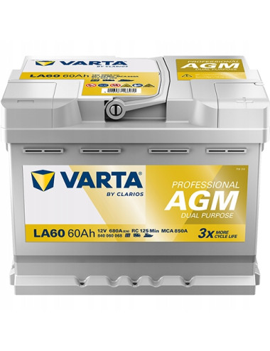 Akumulator VARTA 60Ah LA60 AGM Professional do Łodzi Kampera przyczepy kemp