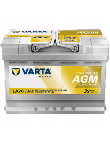 Akumulator VARTA 70Ah LA70 AGM Professional do Łodzi Kampera przyczepy kemp