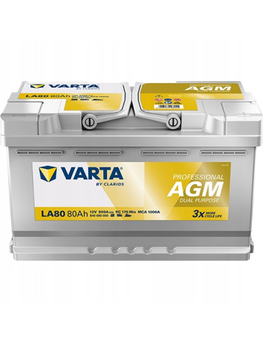 Akumulator VARTA 80Ah LA80 AGM Professional do Łodzi Kampera podtrzymania