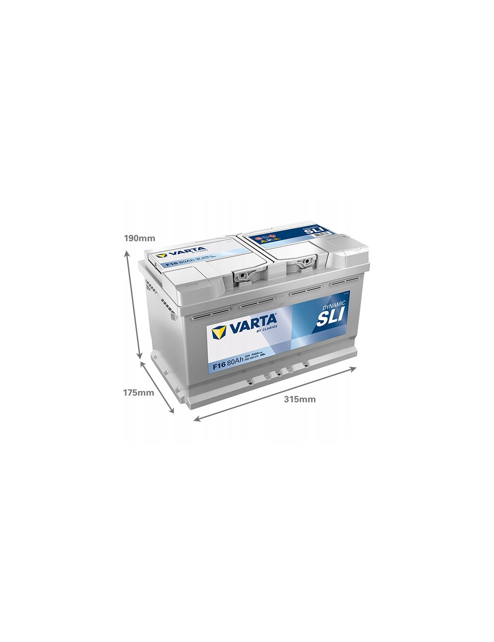 VARTA 80Ah 740A F16 Dynamic SLI 12V L4 Akumulator Toyota Auris Audi A6 C6