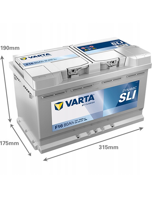 VARTA 80Ah 740A F16 Dynamic SLI 12V L4 Akumulator Toyota Auris Audi A6 C6
