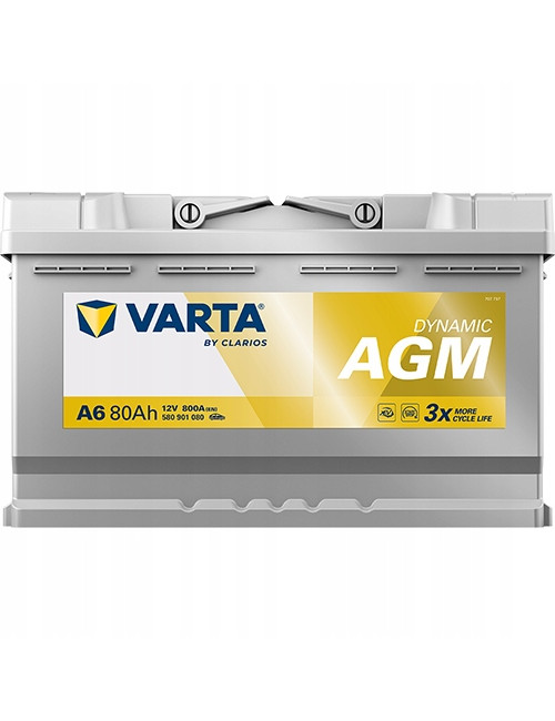 VARTA 80Ah 800A Silver Dynamic A6 AGM P+ 12V Akumulator 315x175x190mm 2026r