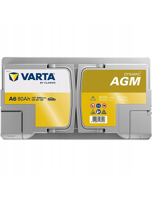 VARTA 80Ah 800A Silver Dynamic A6 AGM P+ 12V Akumulator 315x175x190mm 2026r