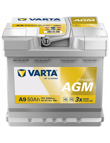VARTA 50Ah 540A Silver A9 AGM P+ 12V Akumulator 207x175x190 2025r