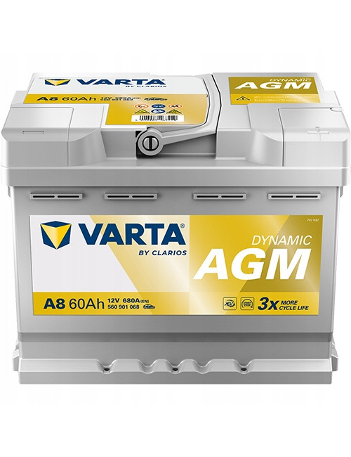 VARTA 60Ah 680A Silver Dynamic A8 AGM P+ 12V Akumulator 242x175x190 2025r