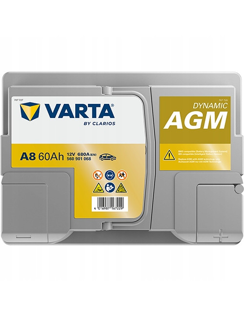 VARTA 60Ah 680A Silver Dynamic A8 AGM P+ 12V Akumulator 242x175x190 2025r