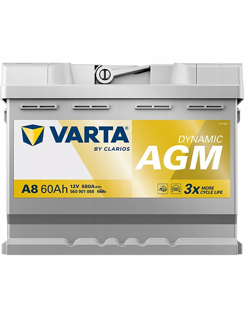 VARTA 60Ah 680A Silver Dynamic A8 AGM P+ 12V Akumulator 242x175x190 2025r