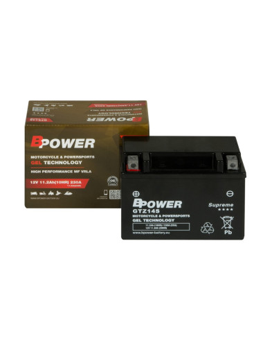 Akumulator motocyklowy BPower GTZ14S 11,2h 230A Żelowy GEL Supreme YTZ14S