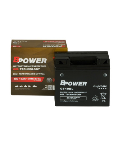 Akumulator motocyklowy BPower 18h 275A Żelowy GEL Supreme YT19BL 51913