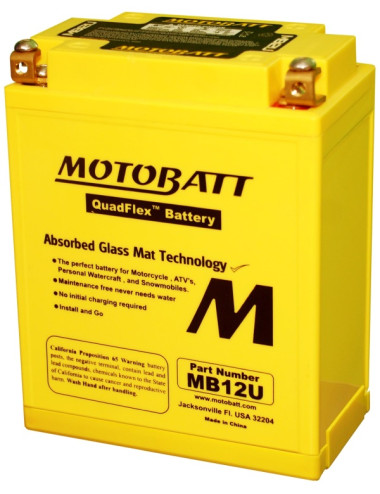Akumulator motocyklowy MOTOBATT MB12U 15Ah 160A AGM YB12A-B YB12AL-A A2 A-A
