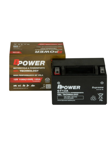 Akumulator motocyklowy BPower GT12A 10Ah 185A Żelowy GEL Supreme YT12A-BS