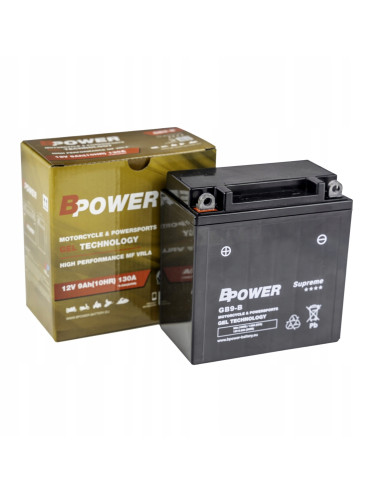 Akumulator motocyklowy BPower GB9-B 9Ah 130A L+ Żelowy GEL Supreme YB9-B