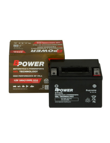 Akumulator do skutera BPower 3Ah 60A Żelowy GEL gotowy do użycia 113x70x85m
