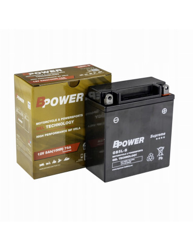 Akumulator motocyklowy BPower GB5L-B 5Ah 75A Żelowy GEL Supreme YB5L-B