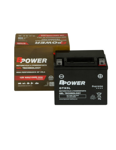 Akumulator motocyklowy BPower GTX5L 4Ah 80A Żelowy GEL Supreme YTX5L-BS