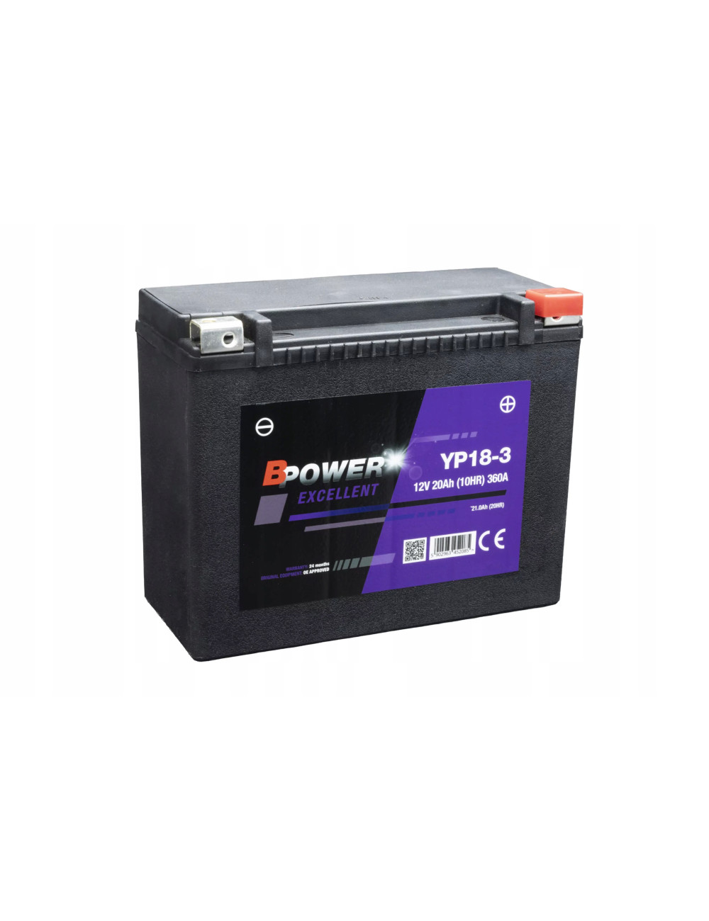 Akumulator BPower YP18-3 20Ah 360A Excellent AGM YTX24HL-BS, Y50-N18L-A3