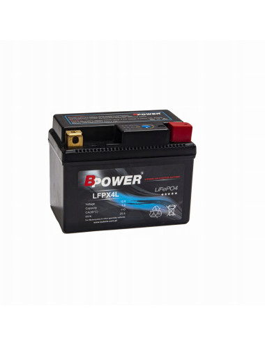 Akumulator BPower LFPX4L 1,6Ah 110A LITOWY LiFePO4 YTX4L-BS YTX5L-BS YTZ5S
