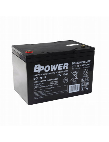 BPOWER 75Ah BCL75-12 Akumulator 12V praca cykliczna 700cykli DEEP-CYCLE
