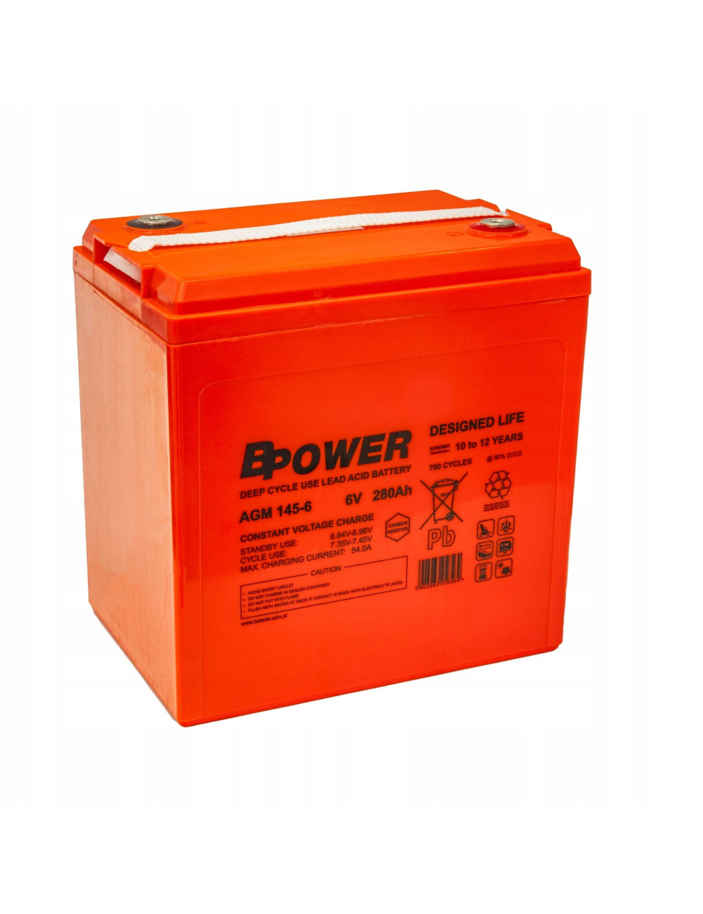 BPOWER 280Ah AGM-145 Akumulator 6V do pracy cyklicznej 700 cykli DEEP-CYCLE