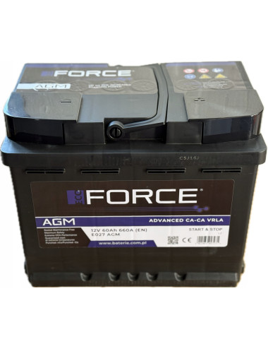 ECO FORCE 60Ah 660A E027 AGM P+ 12V Akumulator Q2 Q3 CLA CLS EQA EQB W205