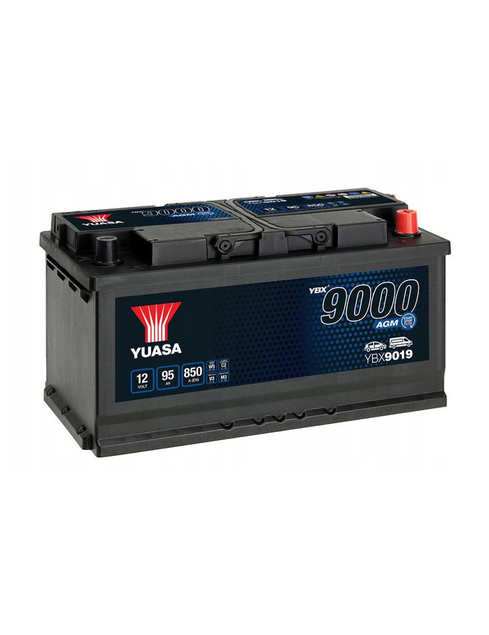 YUASA 95Ah 850A YBX9019 AGM P+ Akumulator MB W221 W222 W463 W213 BMW 5 7