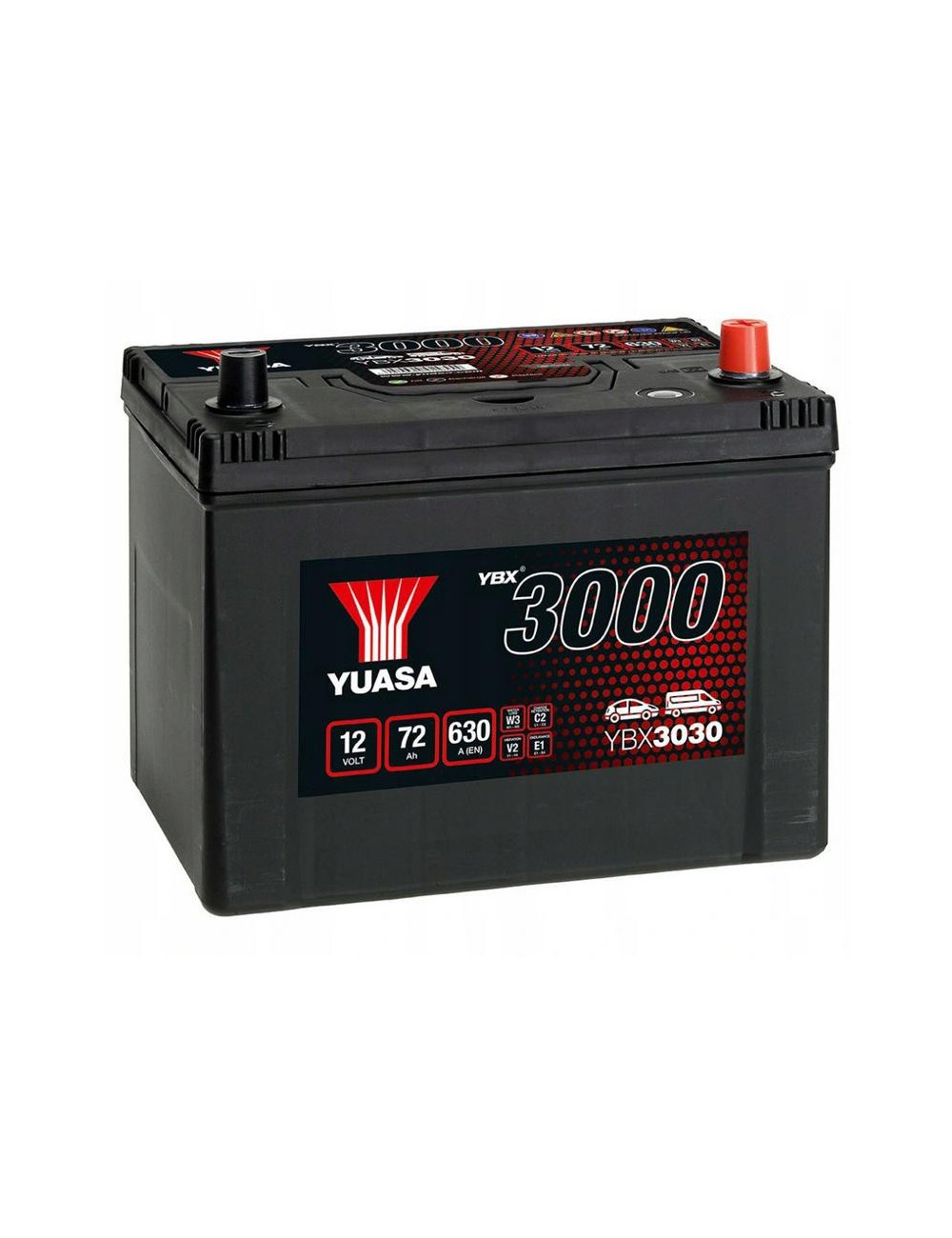 YUASA 72Ah 600A YBX3030 P+ 12V Akumulator